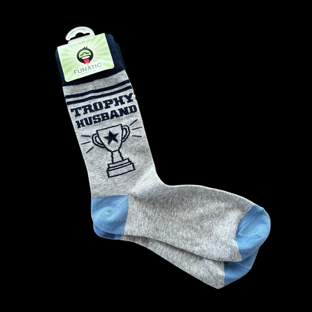 NWT‎ Funatic Unisex Trophy Husband Fun Socks Novelty Mens Womens New Gag Gift